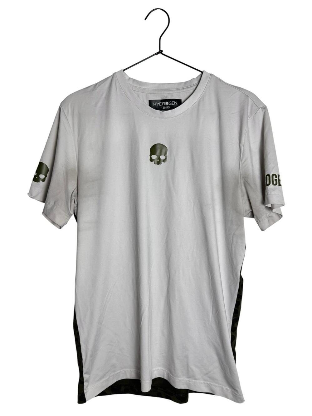Hydrogen Tennis Panther Tech Tee Olive Green Leopard Back Skull Shirt